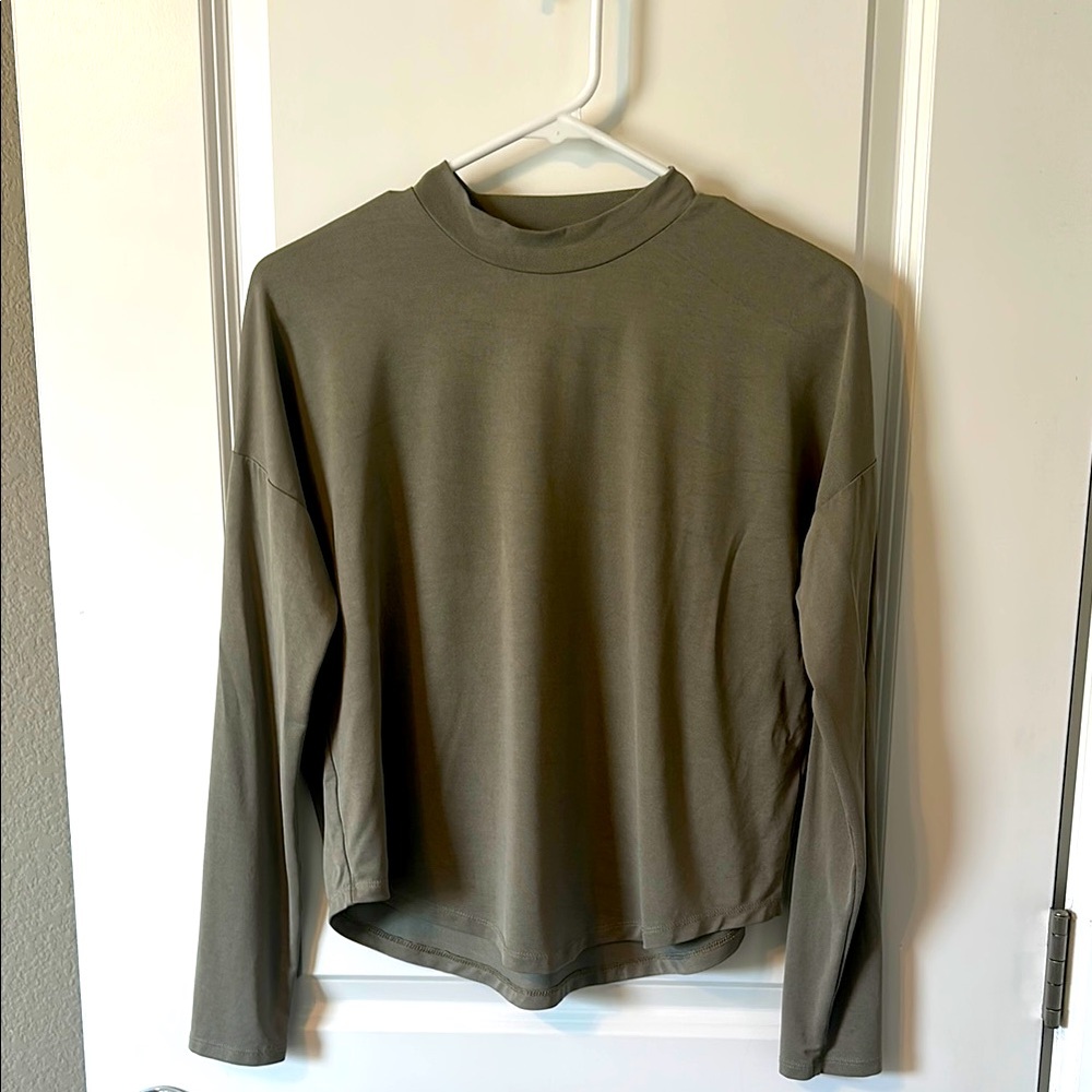 Madewell Sage Sandwashed Long Sleeve Tee with Mock Neck